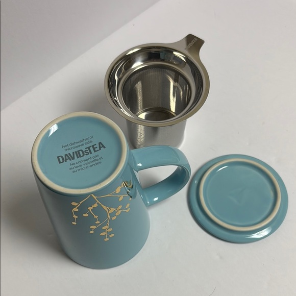 David’s Tea Nordic Mug in Mint Blue with Gold Branches - Picture 6 of 6